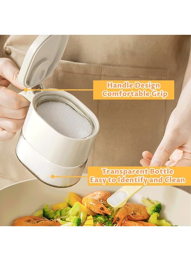 سيوسي Spice Jars Set, Glass Seasoning Box with Lid and Spoon, Sealed Spice Container Storage for Sugar, Herb, Salt and Pepper, Large Opening Spice Organizer for Kitchen Counter (4 Piece, 2 Colors) - Image 4